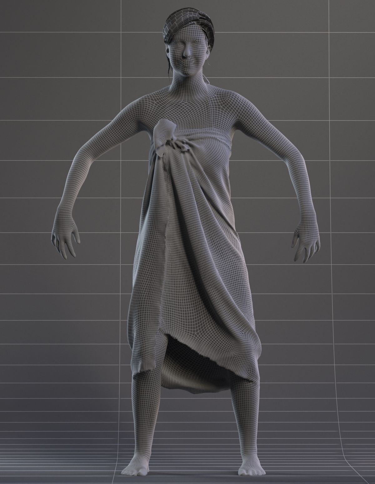 Rigged lady in vacation or beach clothing Low-poly 3D model_1