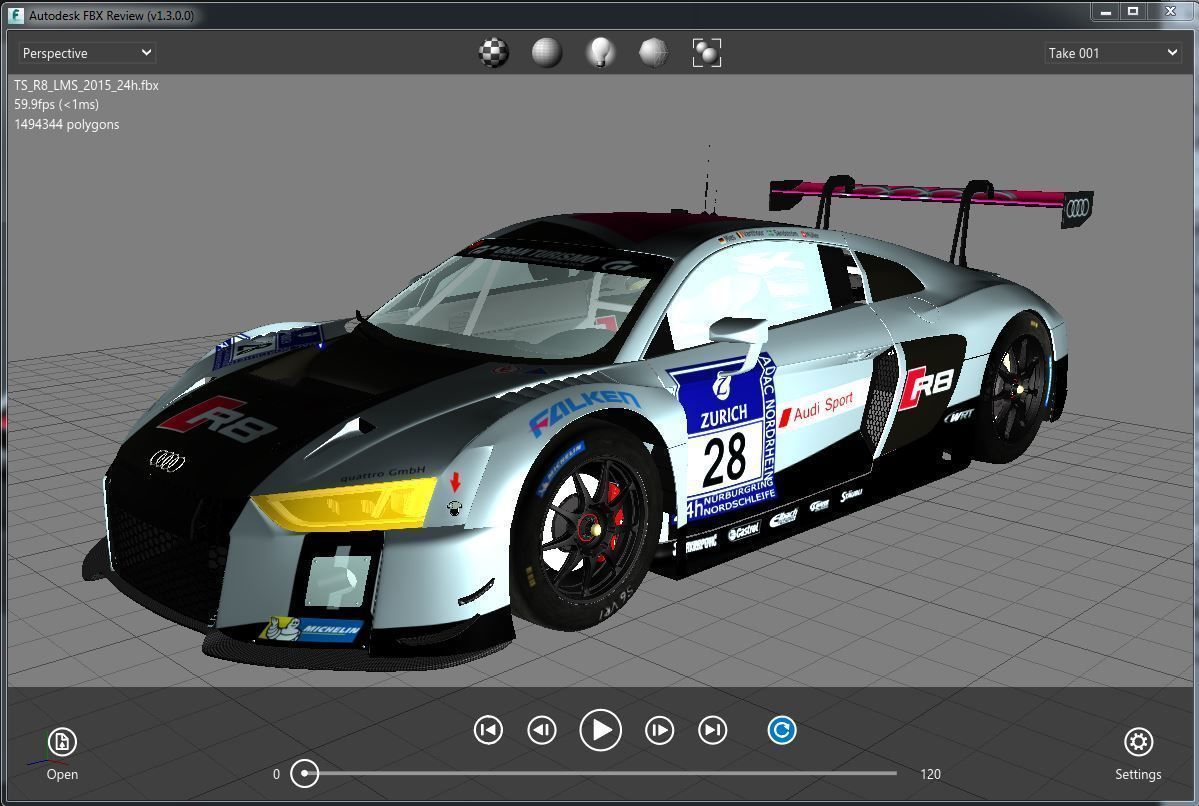 Audi R8 LMS 2016 2017 3D model_23