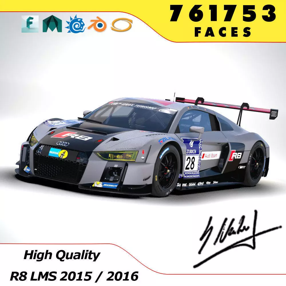 Audi R8 LMS 2016 2017 3D model_0