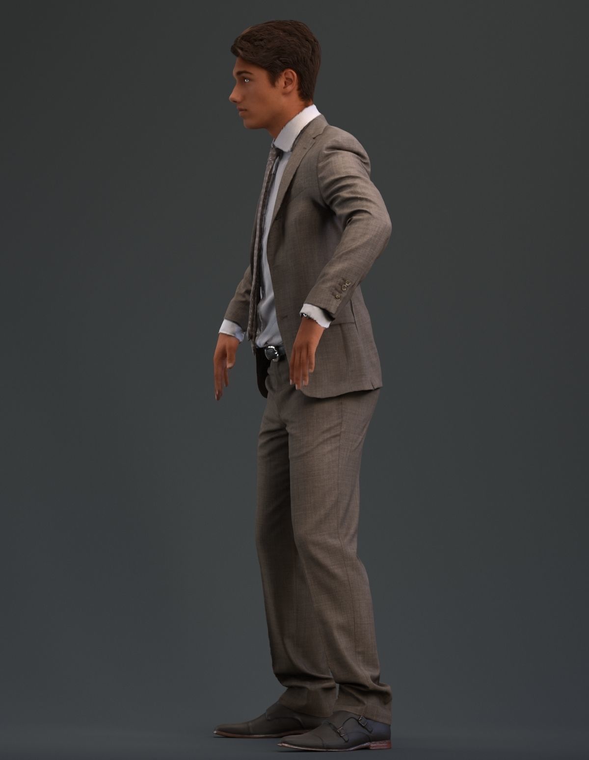 Rigged European male 3D model in business formal attire Low-poly 3D model_8