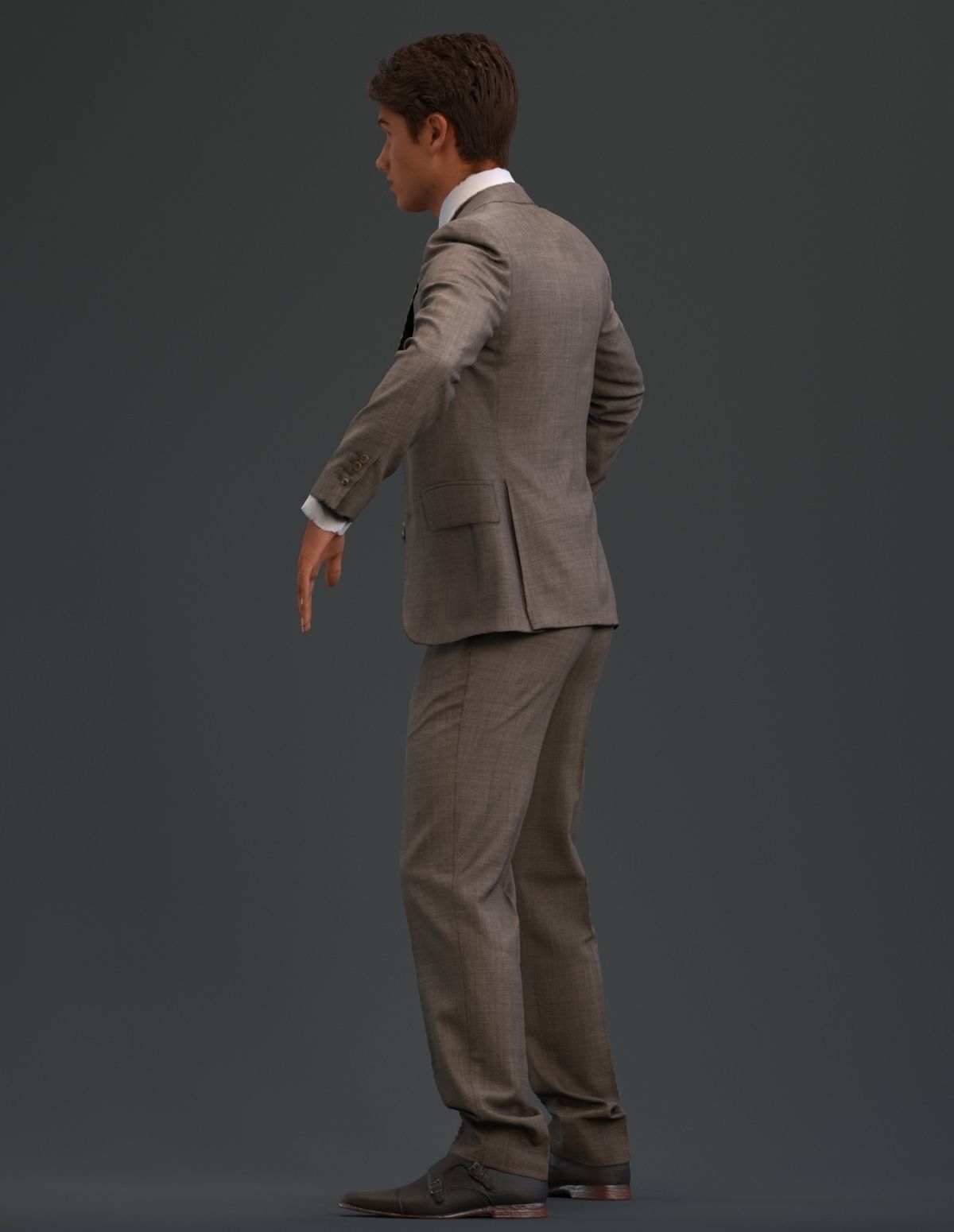 Rigged European male 3D model in business formal attire Low-poly 3D model_9