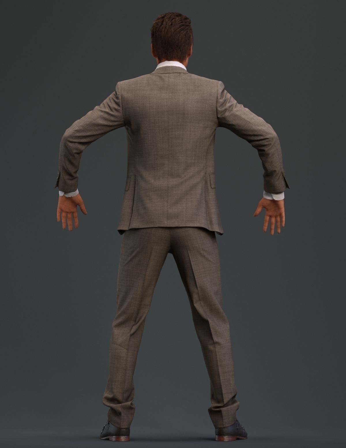 Rigged European male 3D model in business formal attire Low-poly 3D model_5