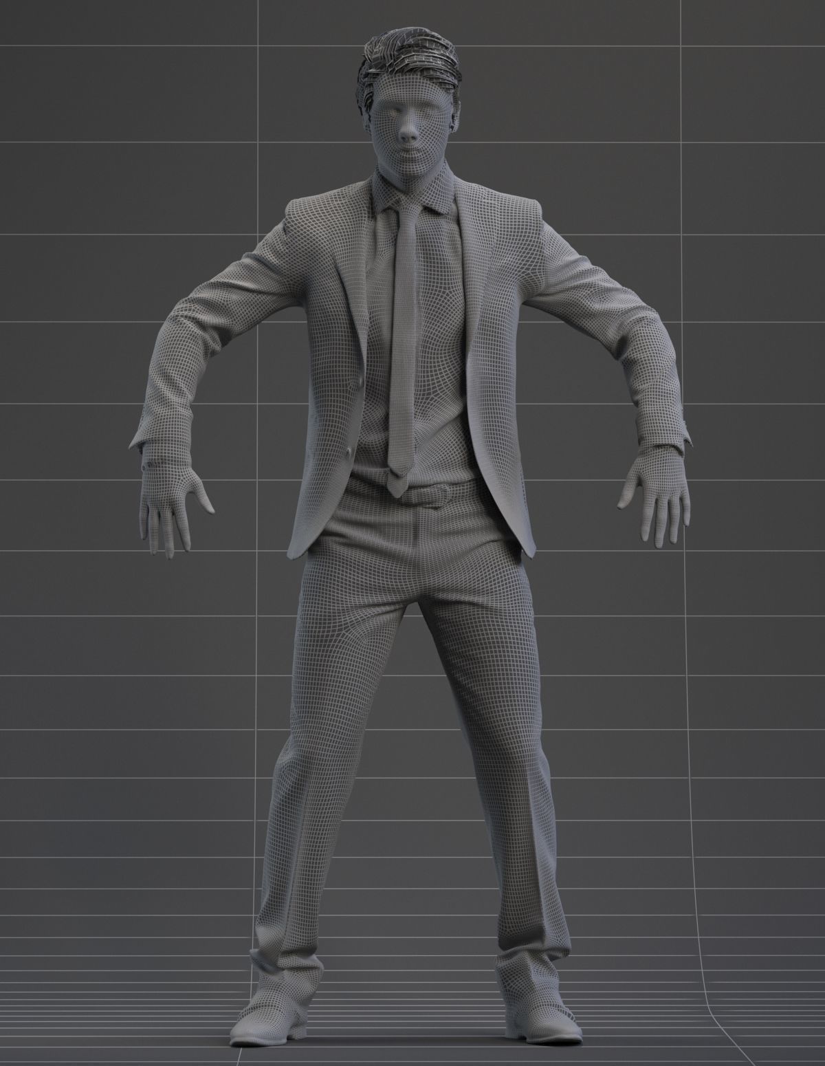 Rigged European male 3D model in business formal attire Low-poly 3D model_2