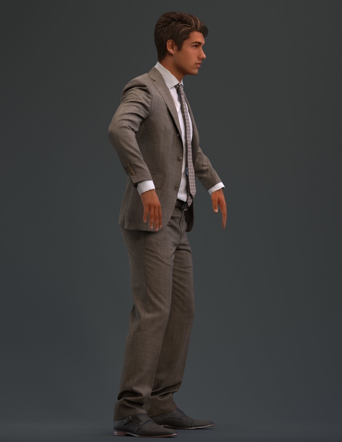 Rigged European male 3D model in business formal attire Low-poly 3D model_3