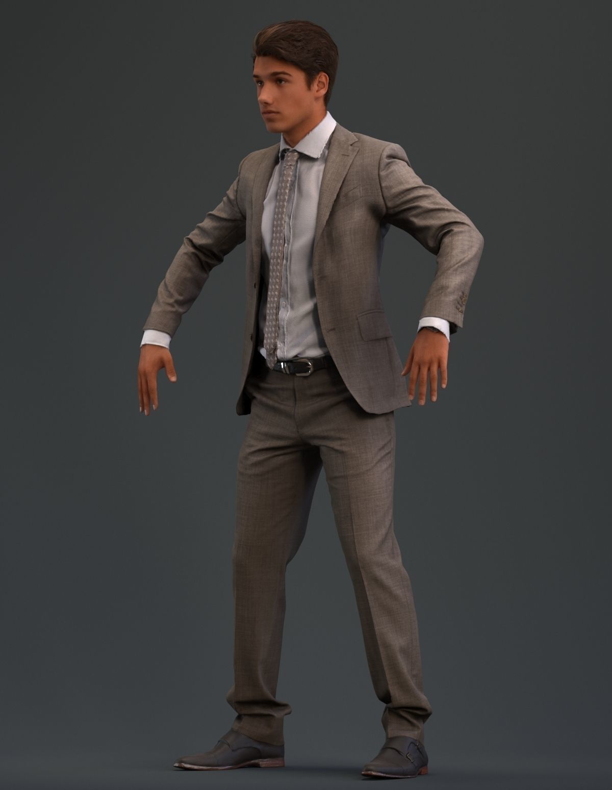 Rigged European male 3D model in business formal attire Low-poly 3D model_11
