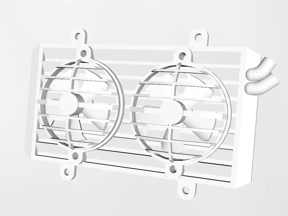 Radiator with working fans 3D print model_0