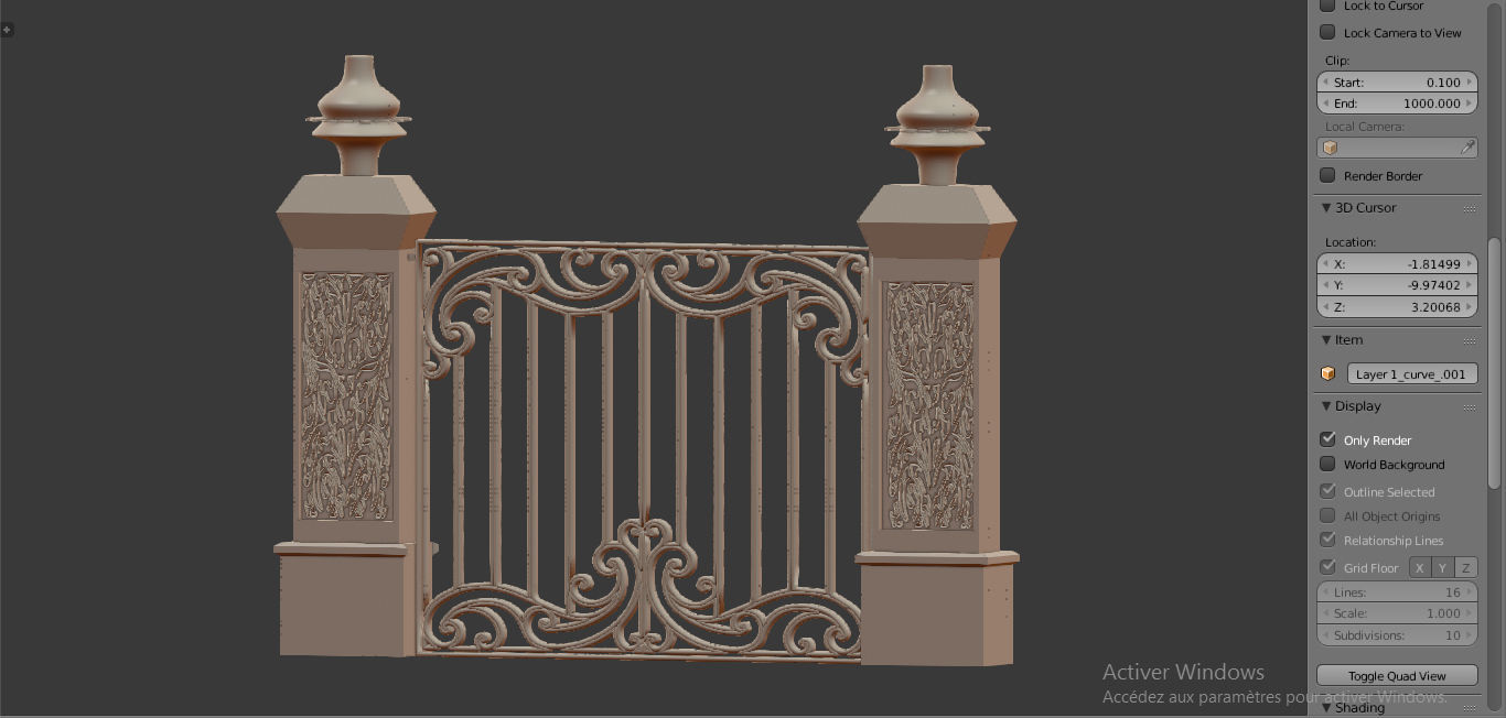 Exterior  Gate architectural DOOR  Low-poly 3D model_5