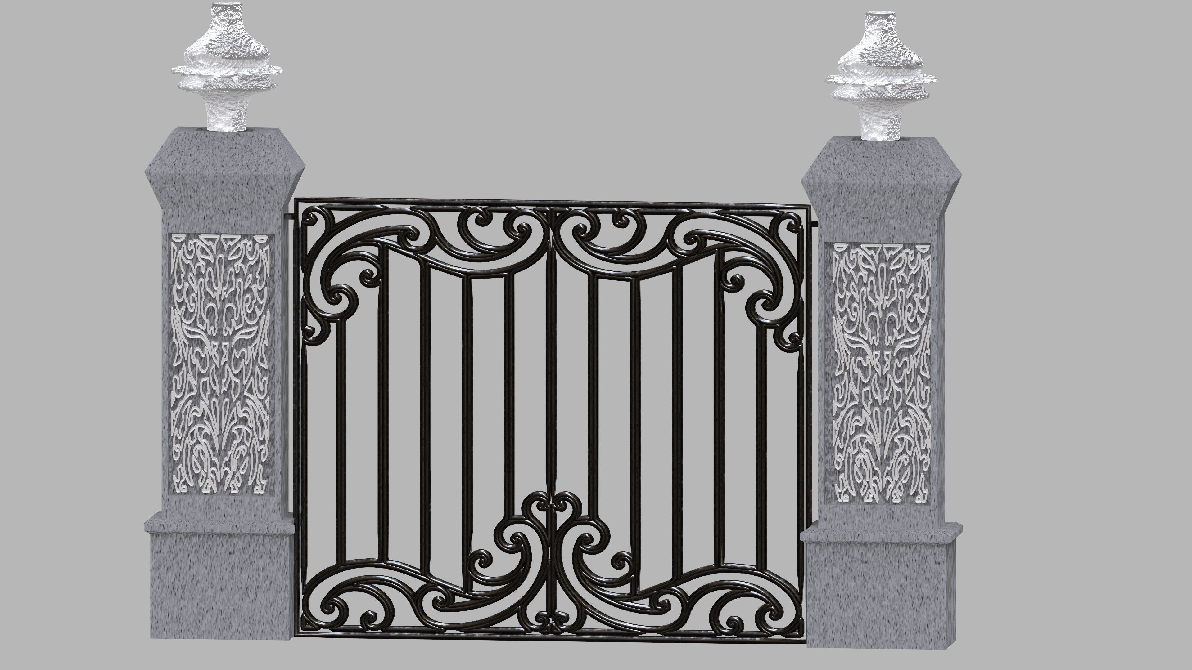 Exterior  Gate architectural DOOR  Low-poly 3D model_1