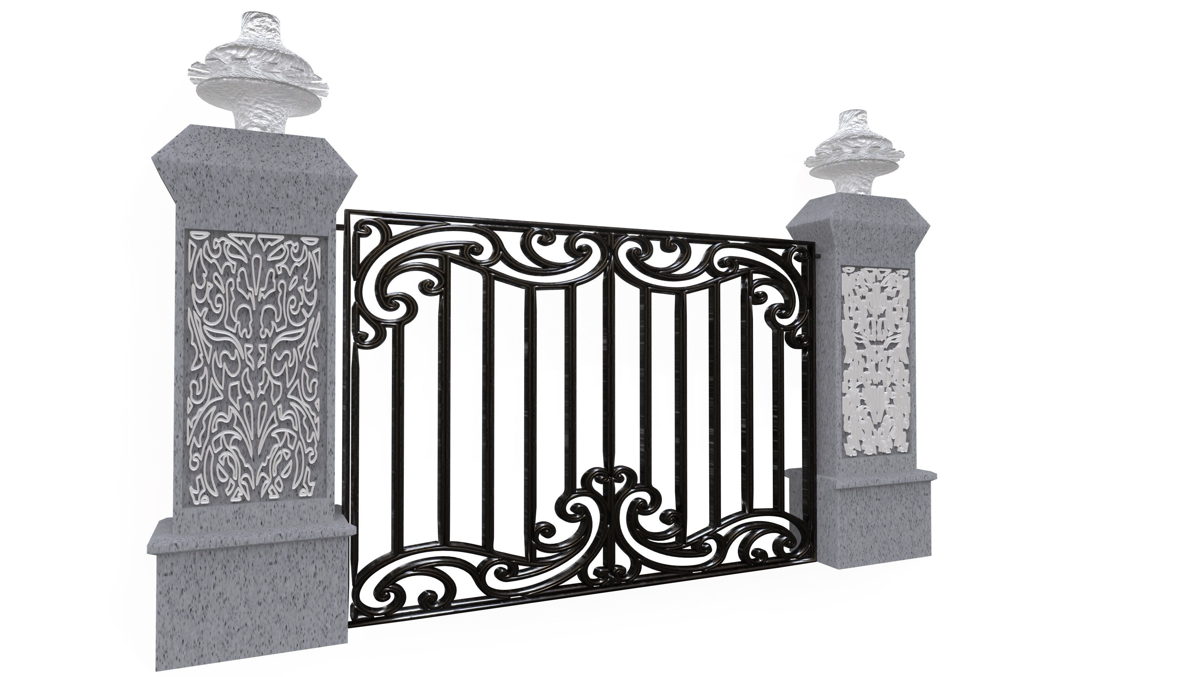 Exterior  Gate architectural DOOR  Low-poly 3D model_2