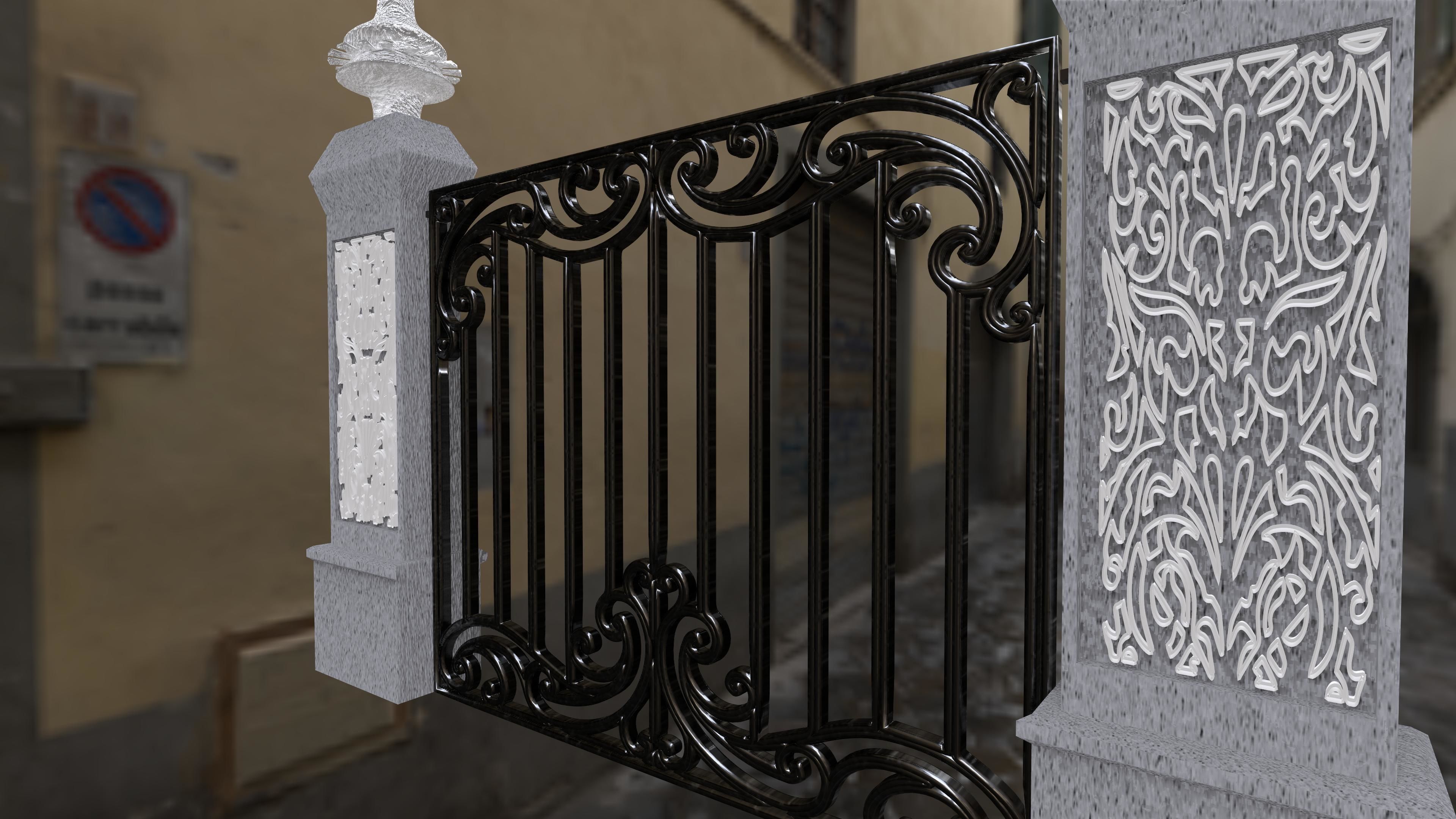 Exterior  Gate architectural DOOR  Low-poly 3D model_4