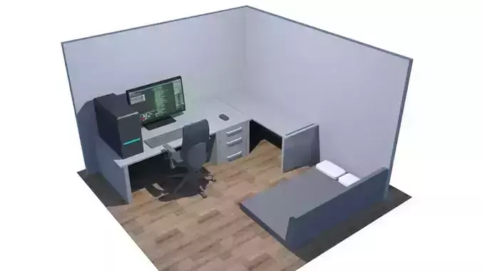 Computer Room Low-poly 3D model