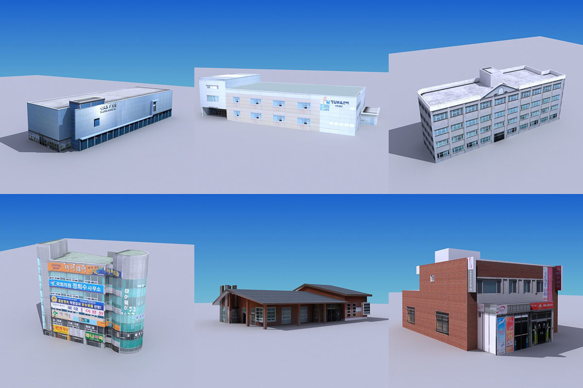 20 city building collection Low-poly 3D model_4