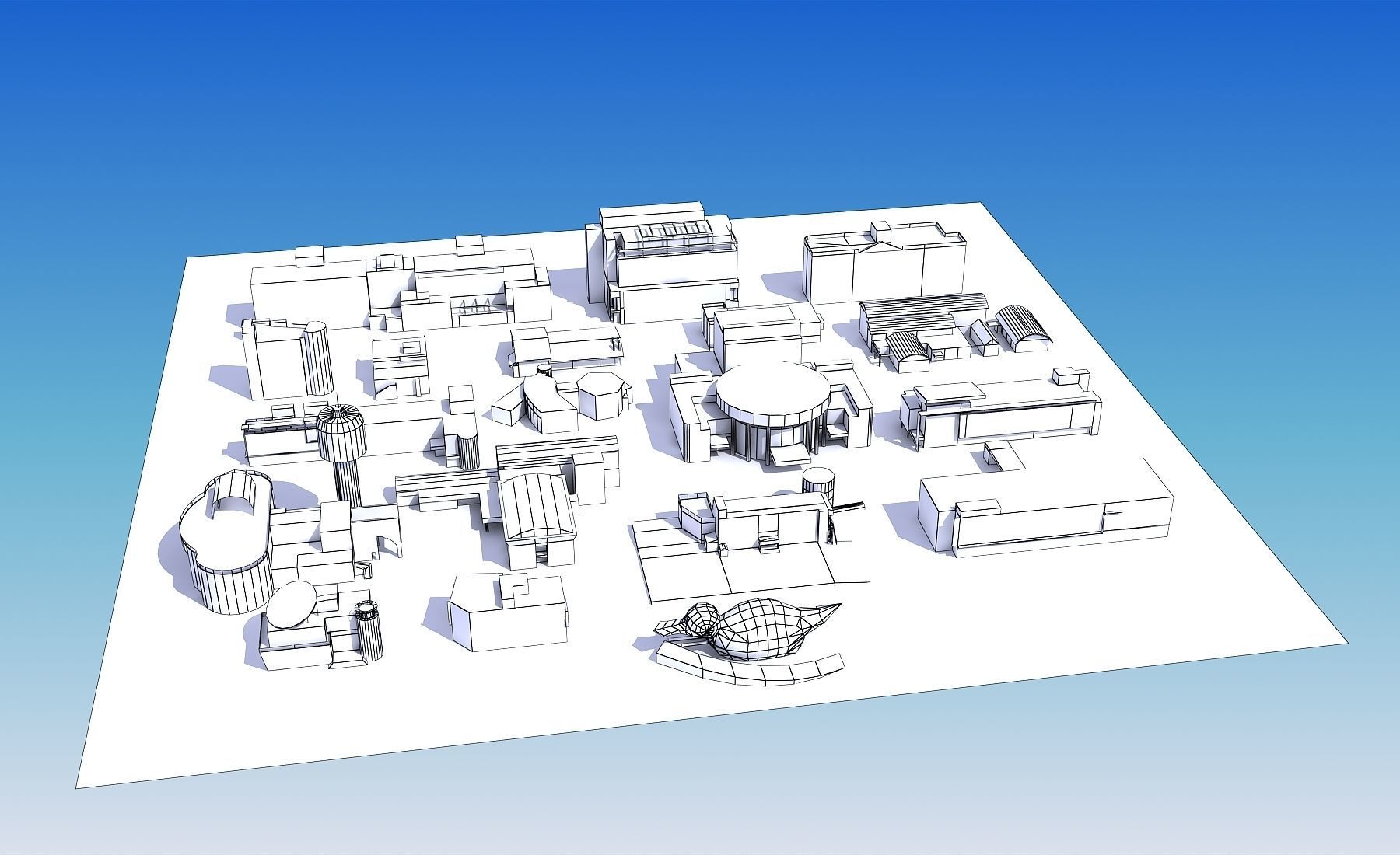 20 city building collection Low-poly 3D model_11