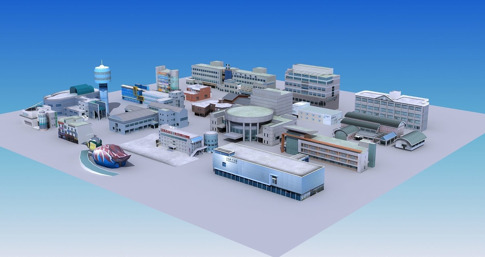 20 city building collection Low-poly 3D model_5