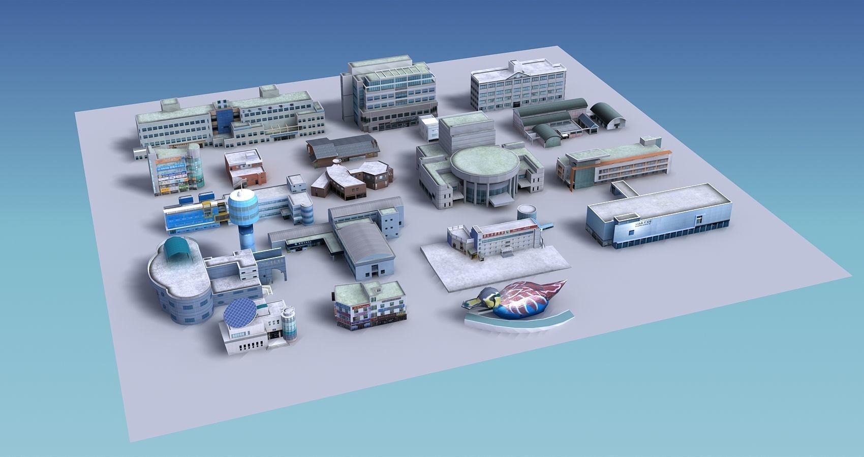 20 city building collection Low-poly 3D model_8
