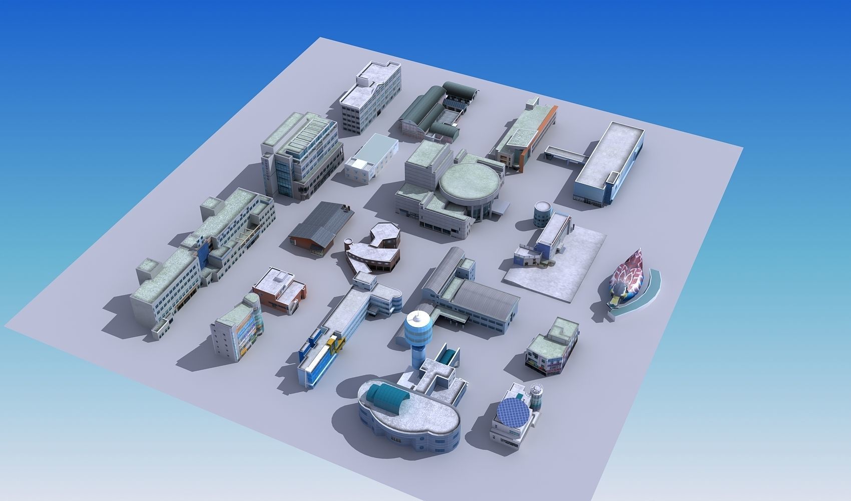 20 city building collection Low-poly 3D model_6