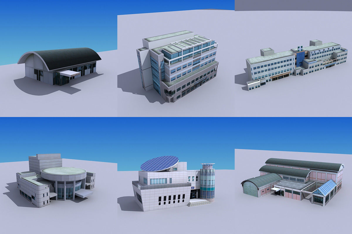 20 city building collection Low-poly 3D model_3