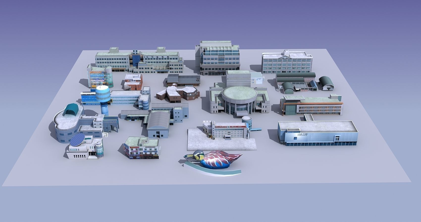20 city building collection Low-poly 3D model_1