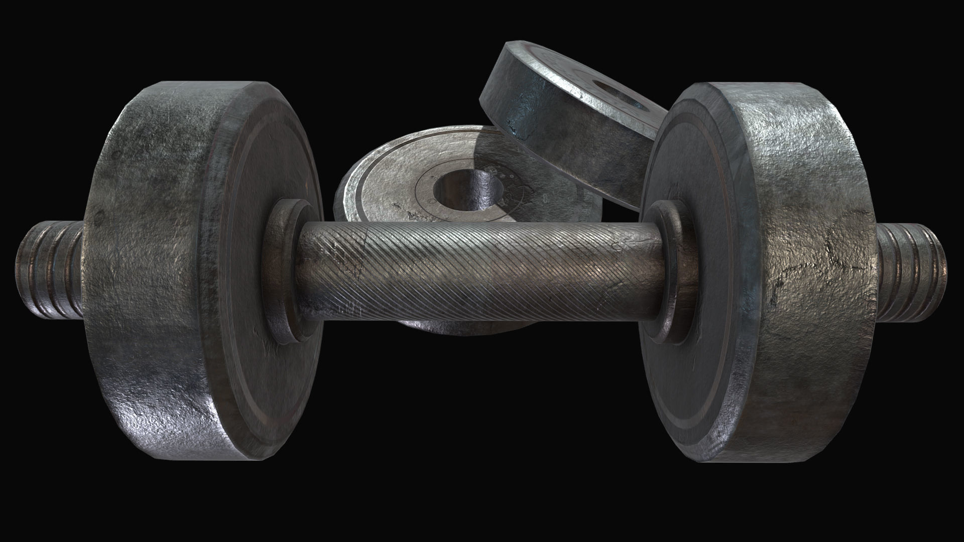 Metal Dumbbell Low-poly 3D model_3
