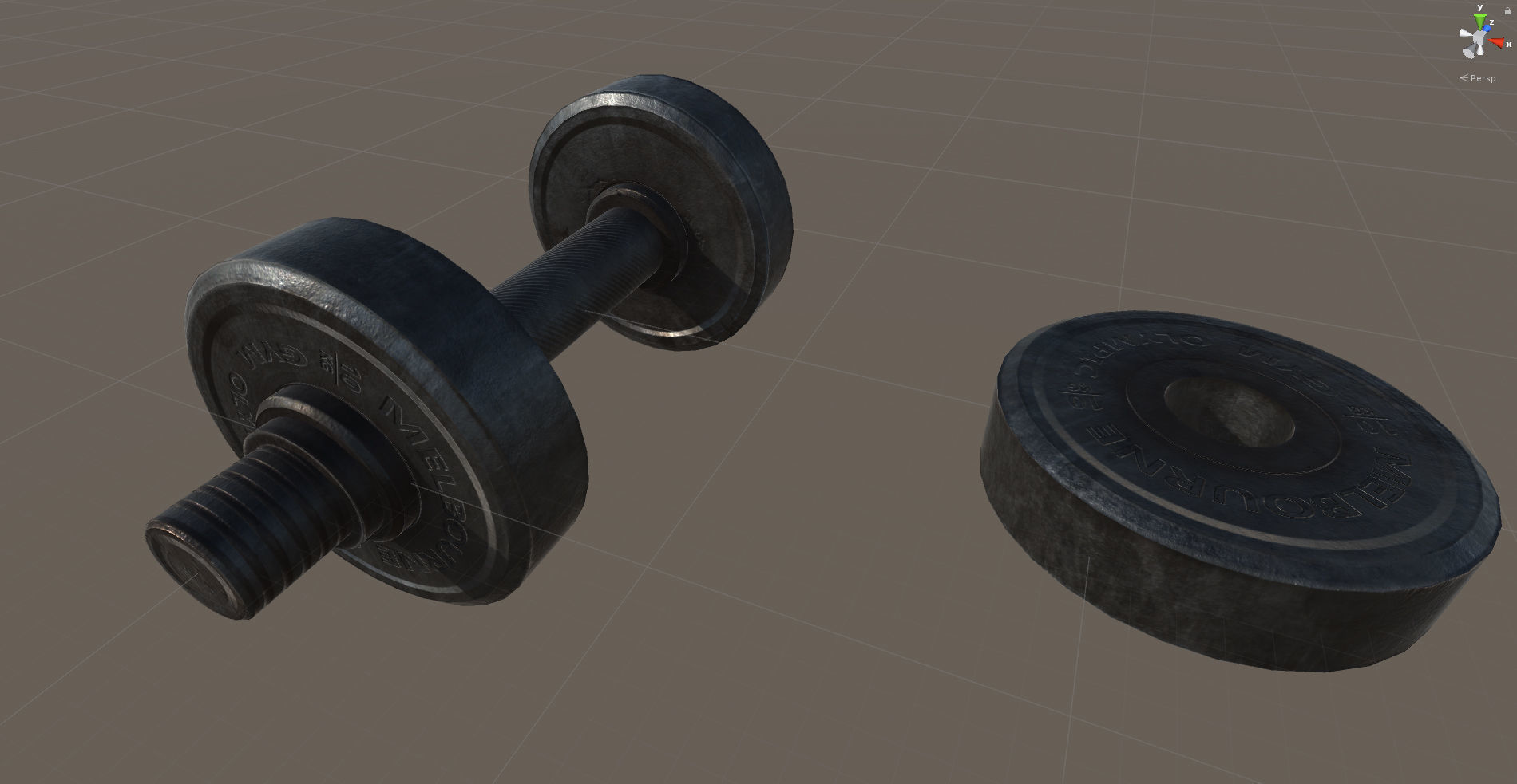Metal Dumbbell Low-poly 3D model_13