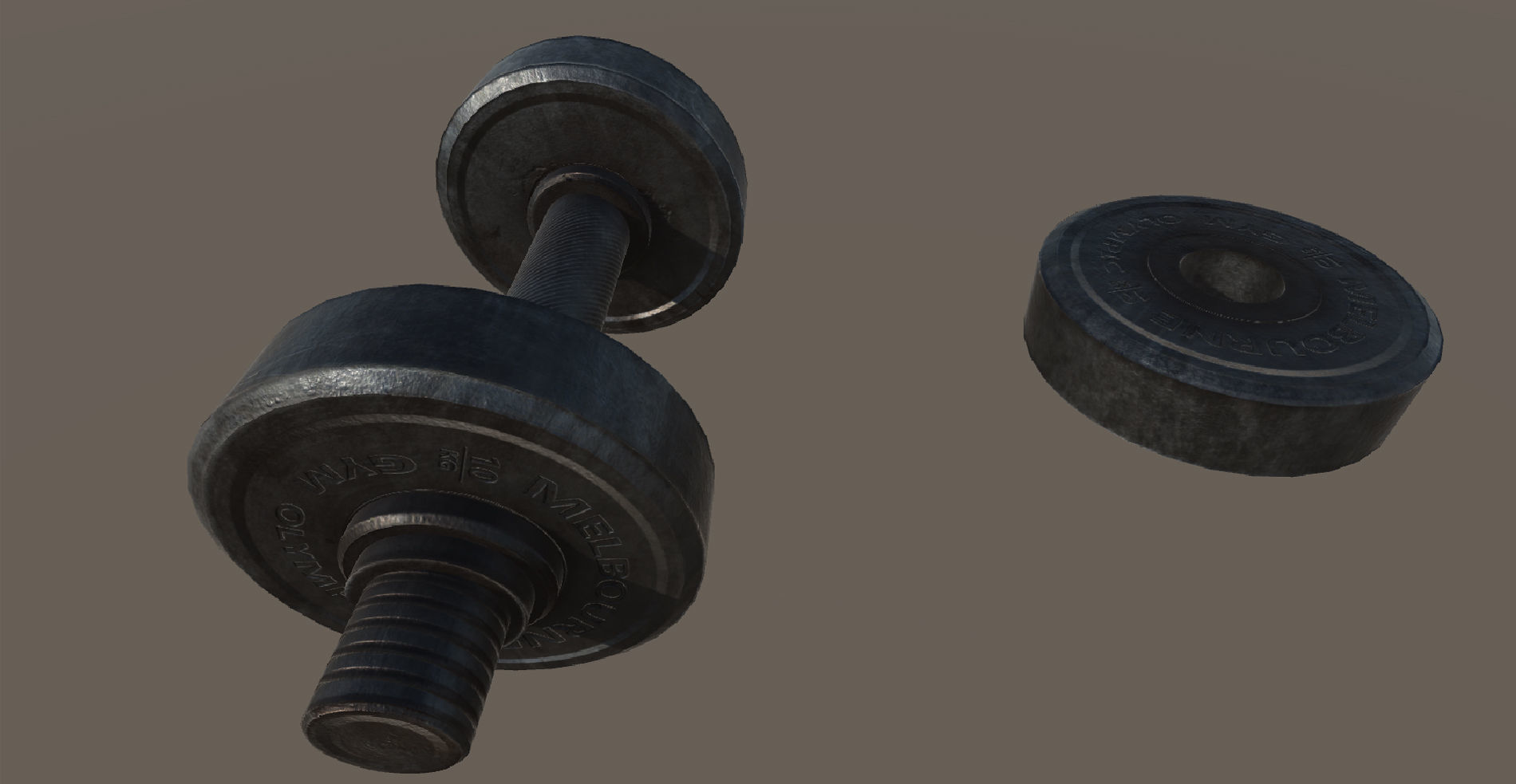 Metal Dumbbell Low-poly 3D model_14