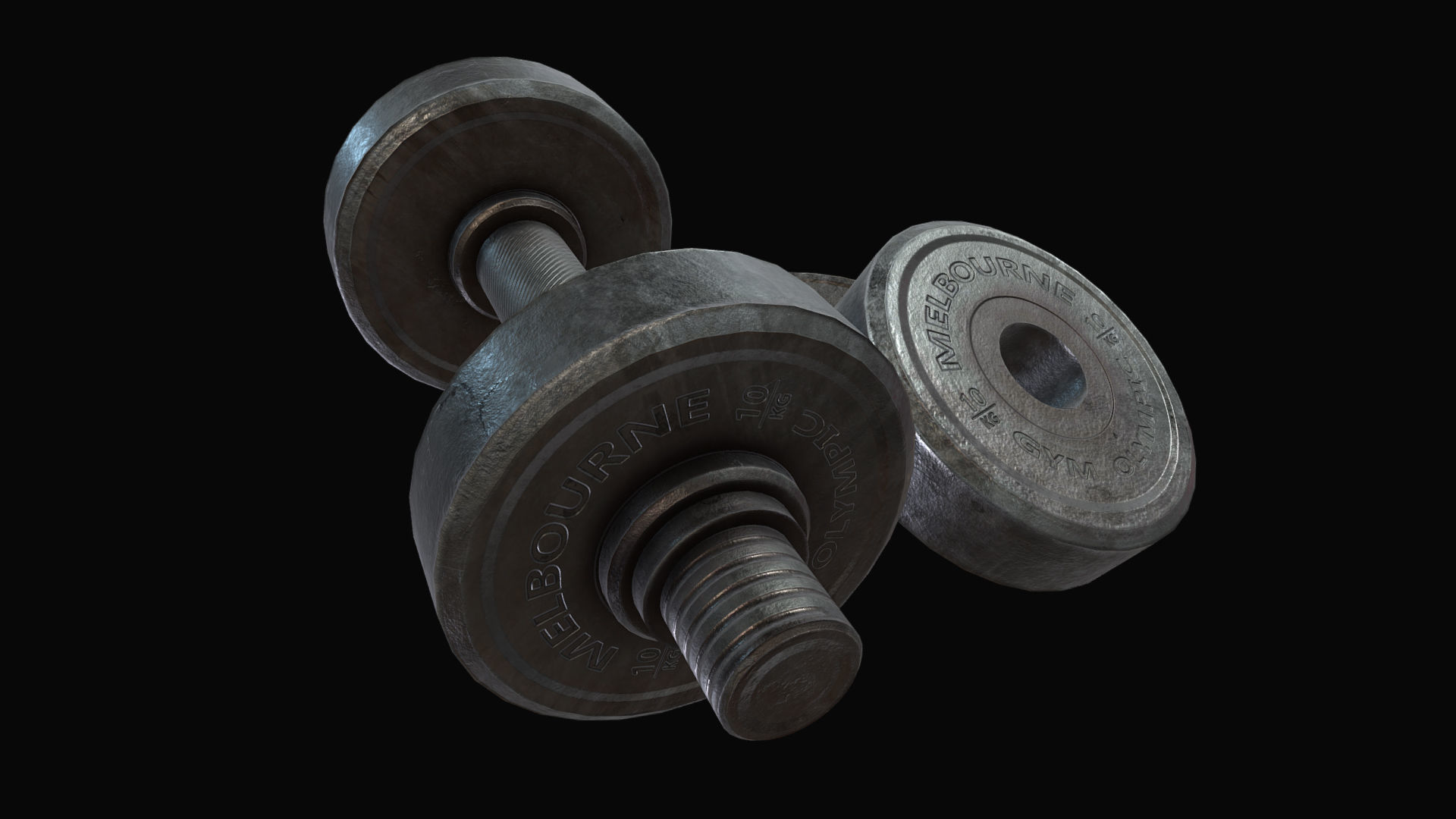 Metal Dumbbell Low-poly 3D model_5