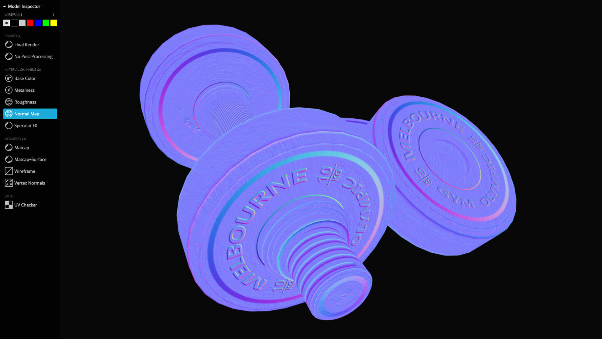 Metal Dumbbell Low-poly 3D model_11