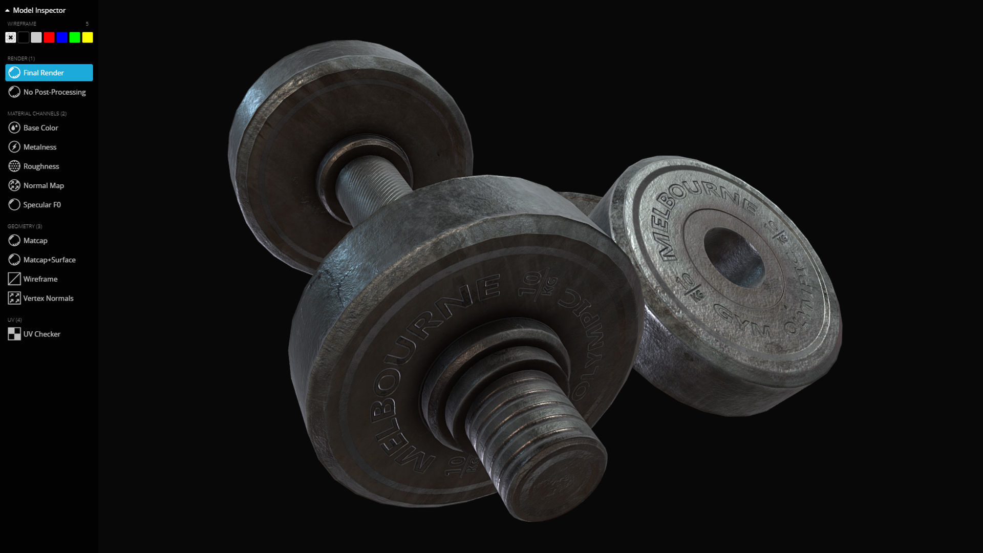 Metal Dumbbell Low-poly 3D model_8