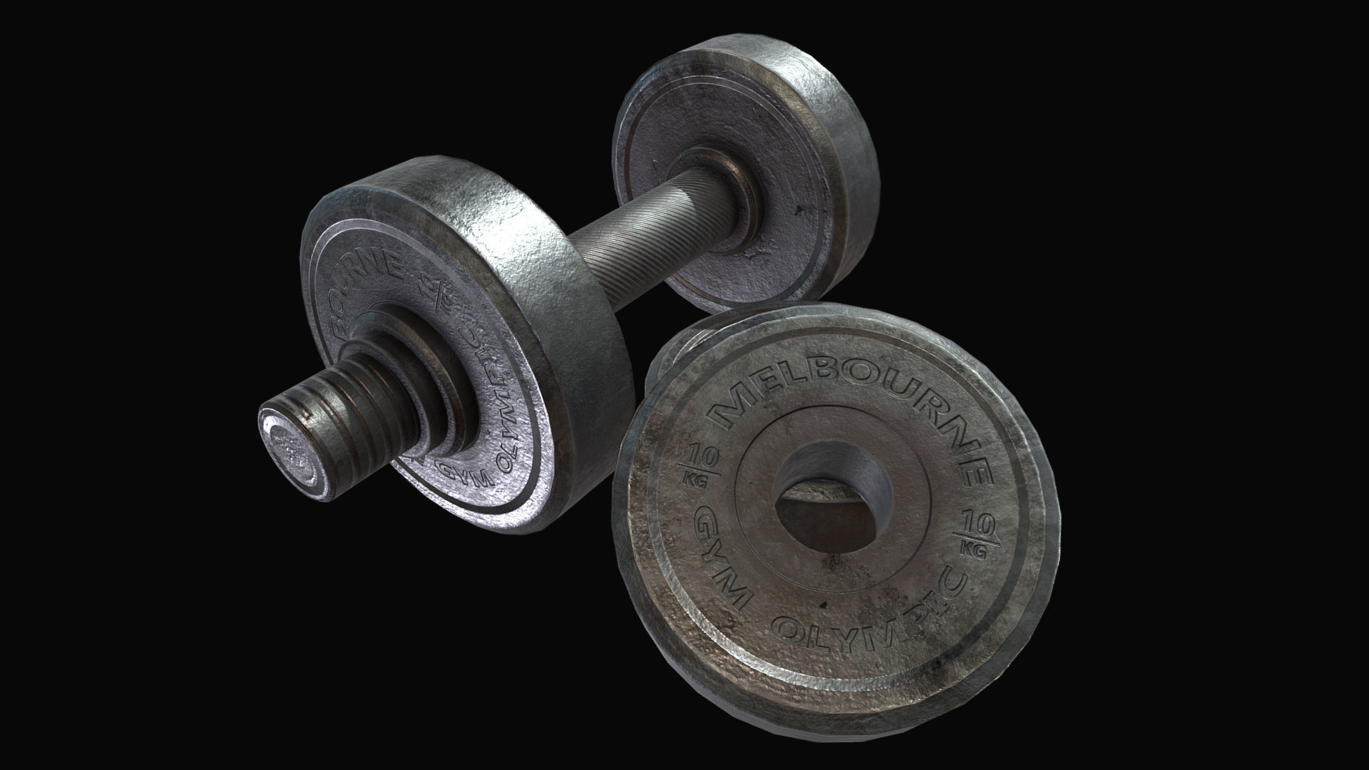 Metal Dumbbell Low-poly 3D model_1