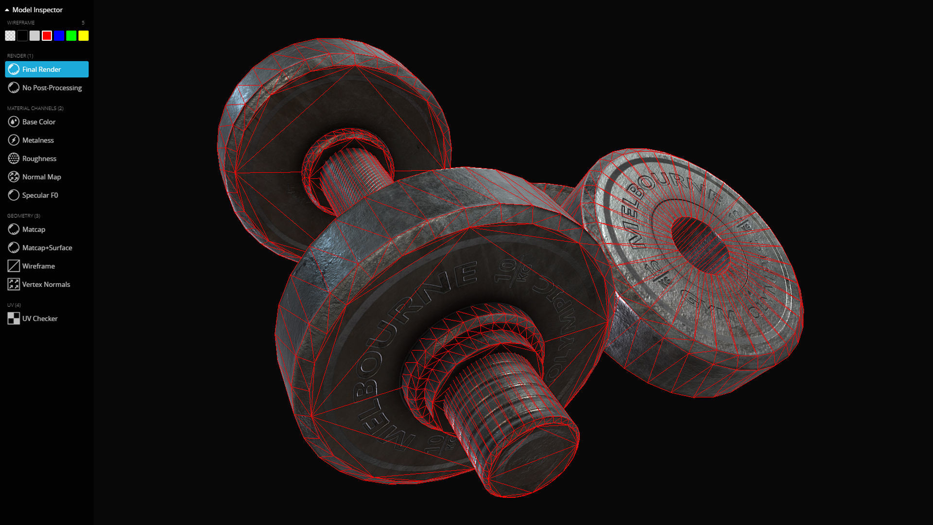 Metal Dumbbell Low-poly 3D model_10
