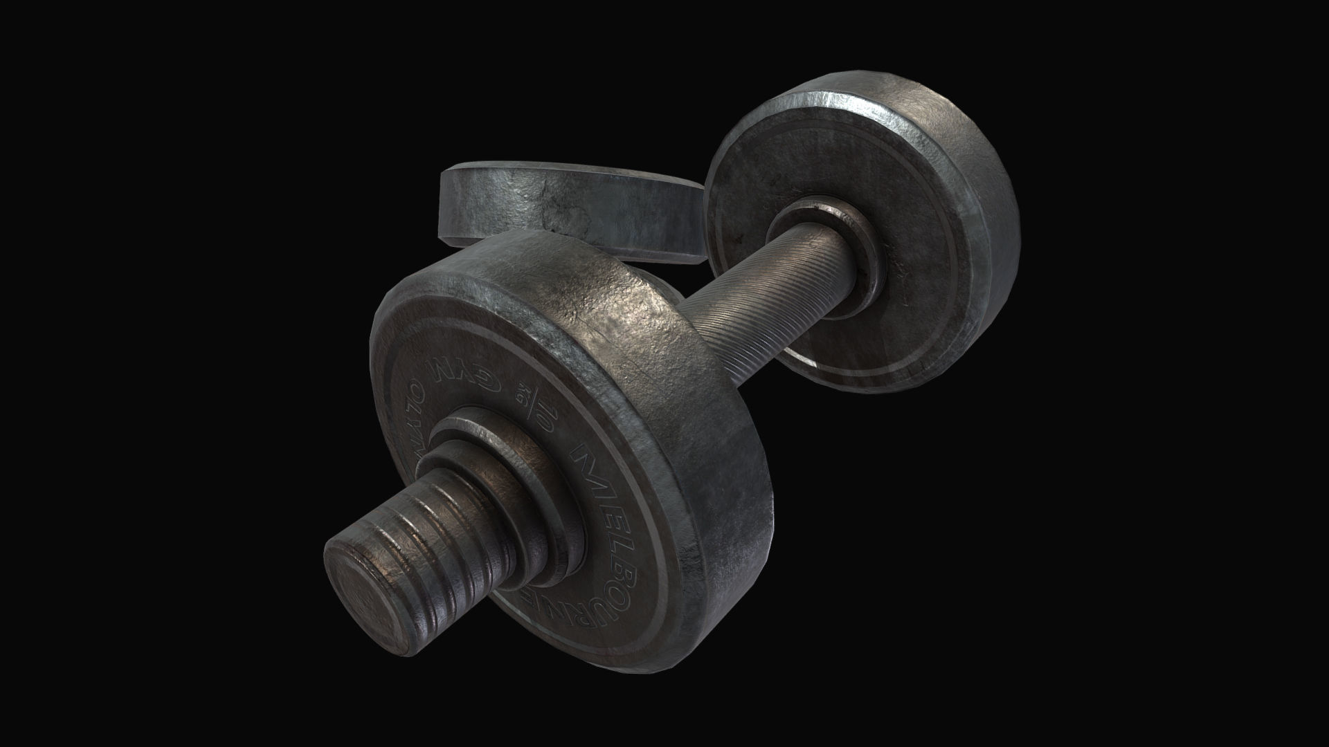 Metal Dumbbell Low-poly 3D model_6
