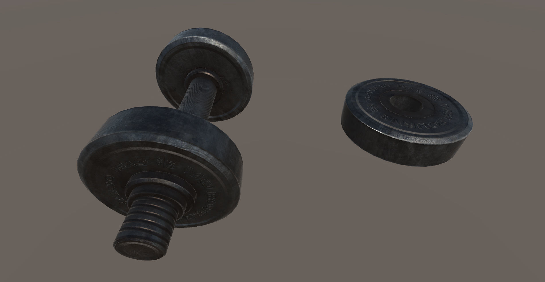 Metal Dumbbell Low-poly 3D model_15