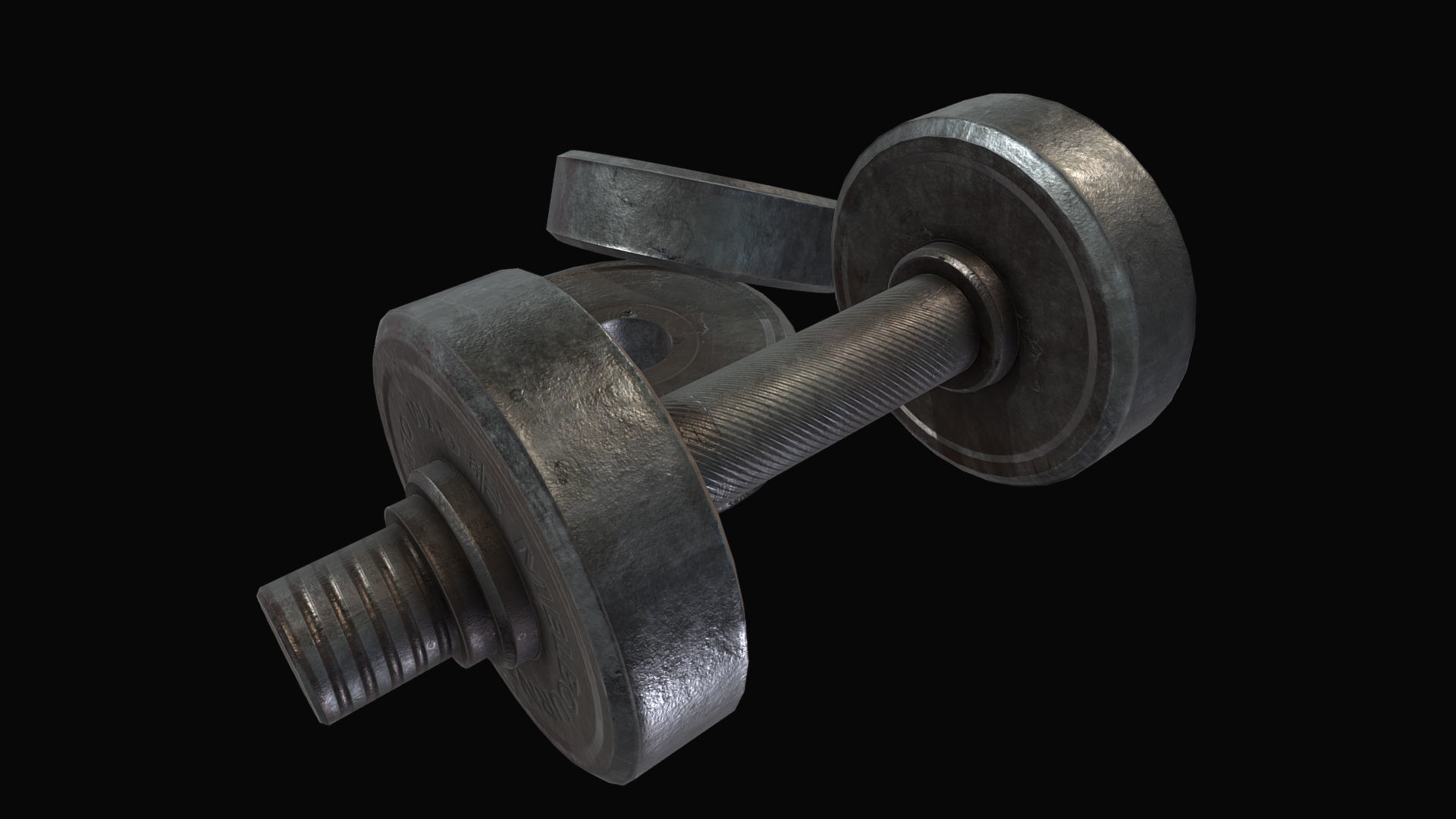 Metal Dumbbell Low-poly 3D model_7