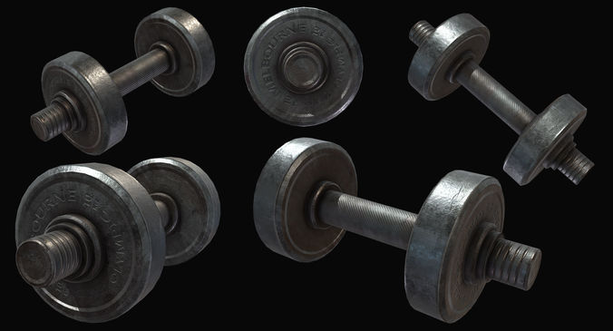 Metal Dumbbell Low-poly 3D model