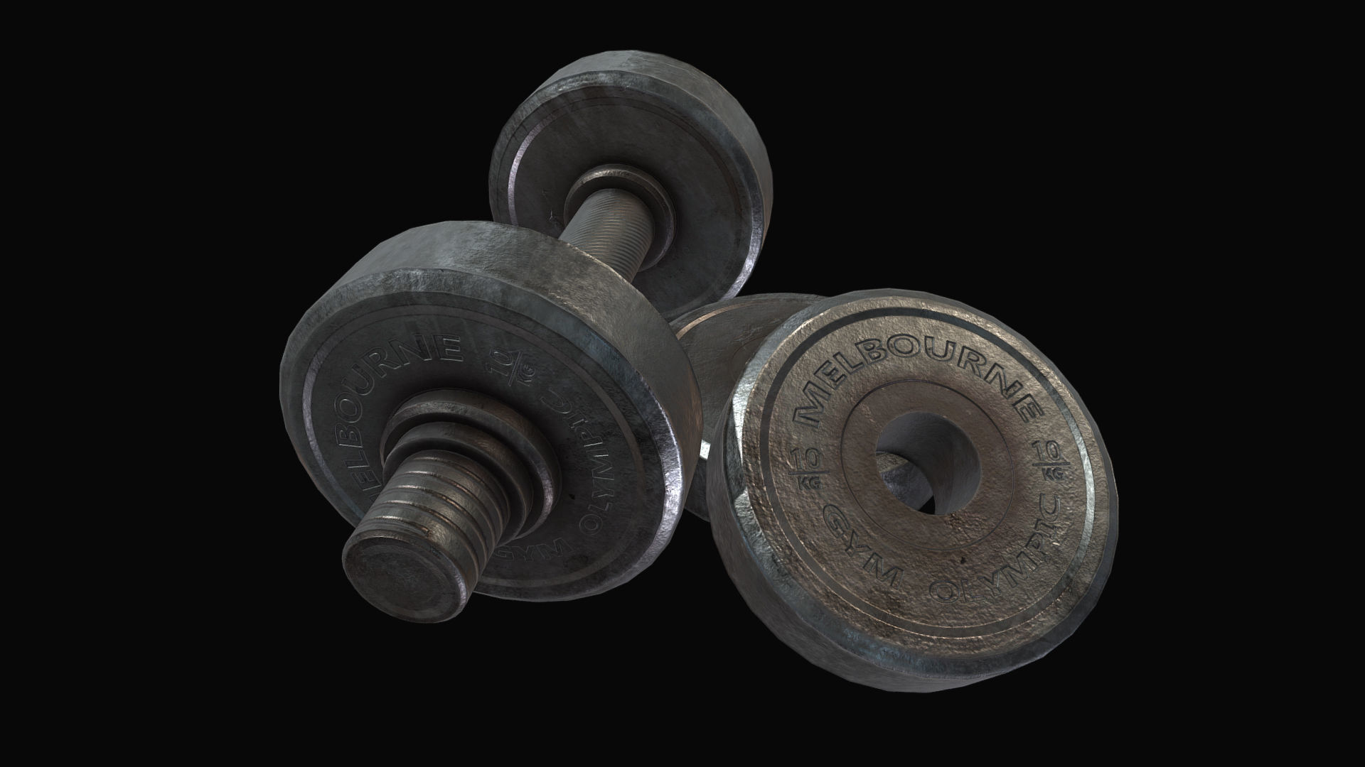 Metal Dumbbell Low-poly 3D model_9
