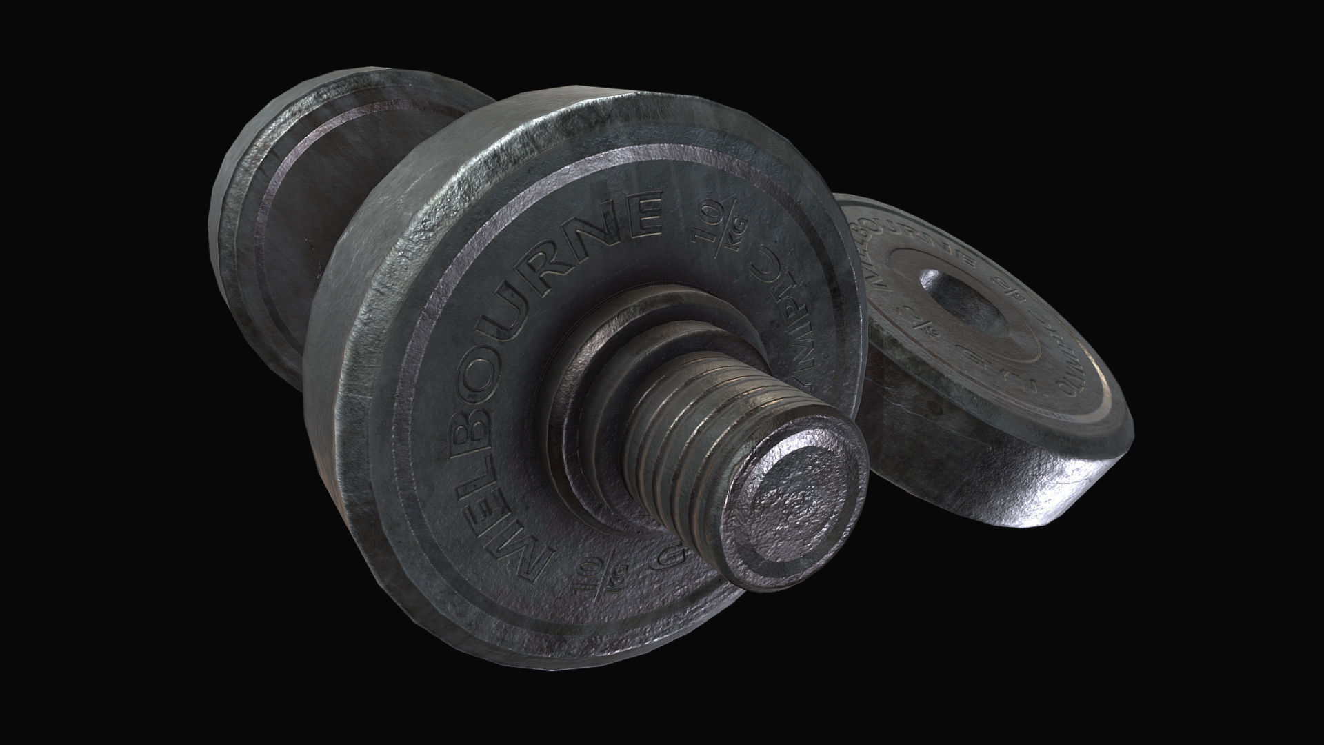 Metal Dumbbell Low-poly 3D model_2