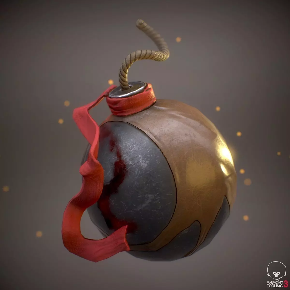 Fantasy bomb ball Low-poly 3D model_0