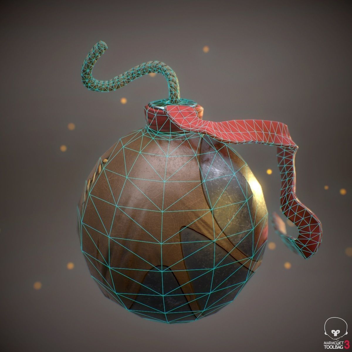 Fantasy bomb ball Low-poly 3D model_2