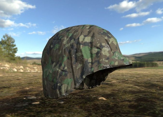 Composite camouflage Helmet Low-poly 3D model