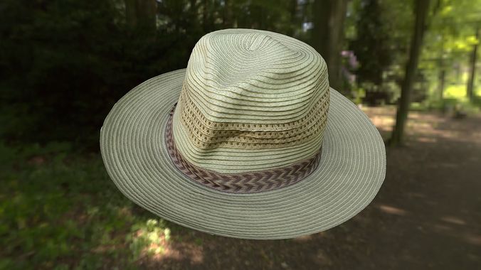 Hat low poly 3D model in forest Low-poly 3D model