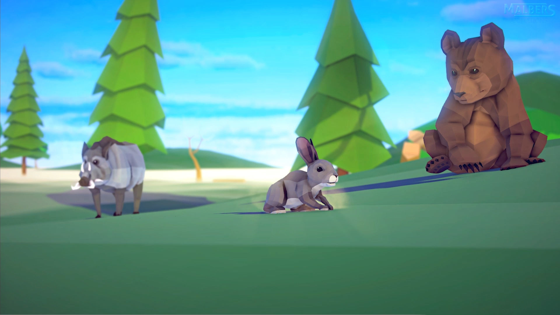 Poly Art Rabbits Low-poly 3D model_15