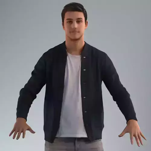 Rigged 3D male in casual attire Low-poly 3D model