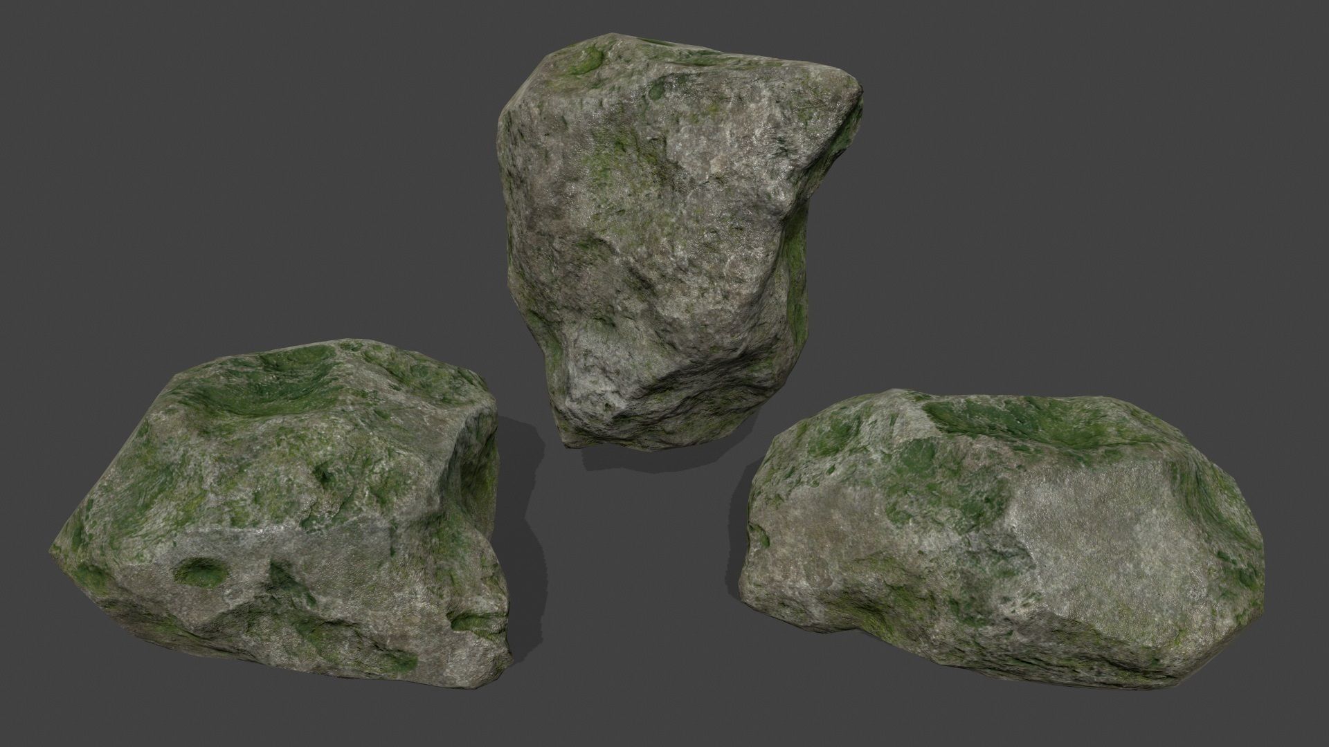 mossy rocks set Low-poly 3D model_5