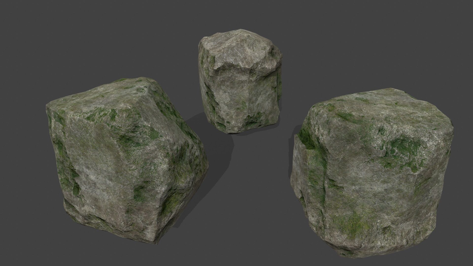mossy rocks set Low-poly 3D model_12