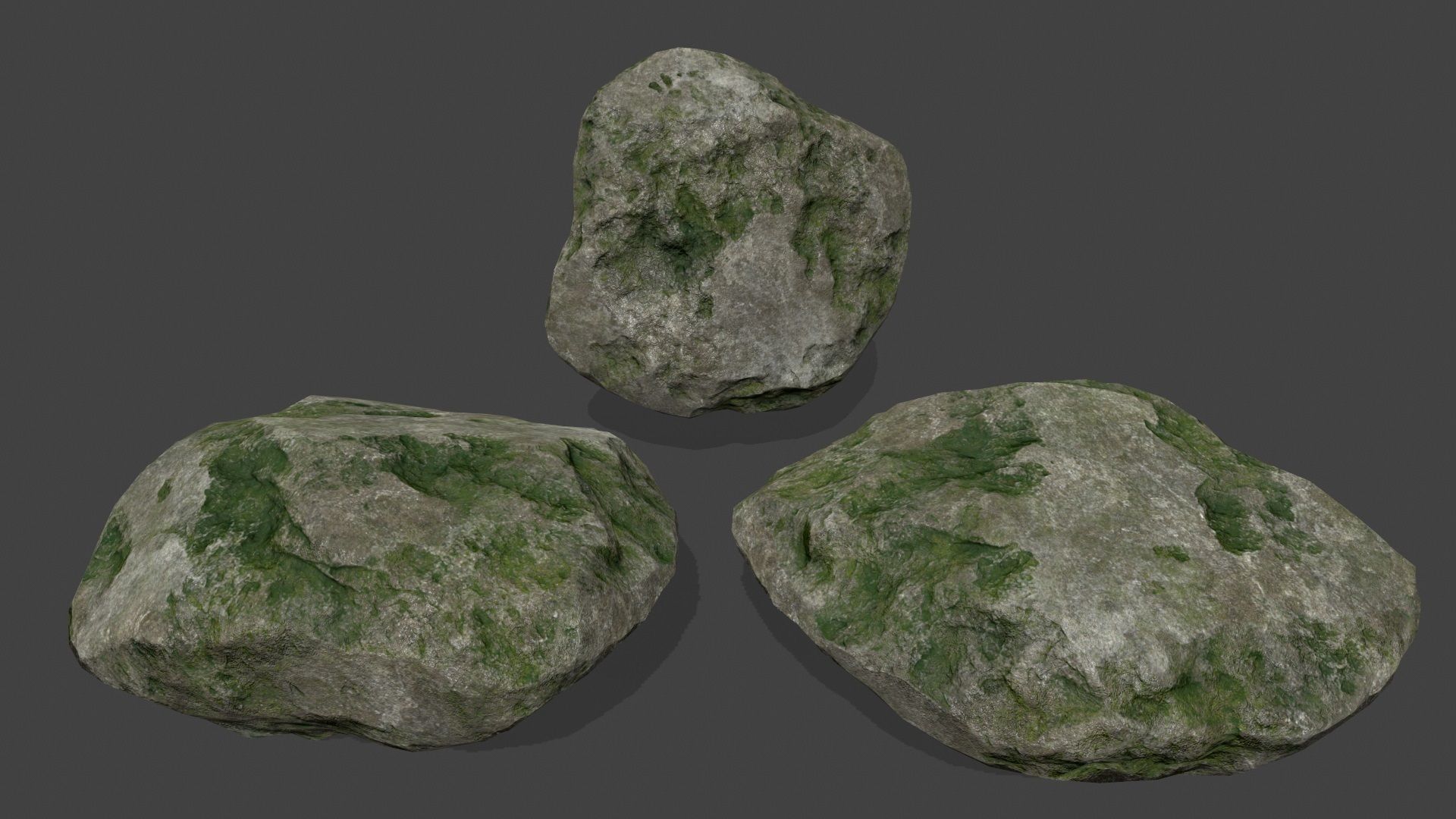 mossy rocks set Low-poly 3D model_16