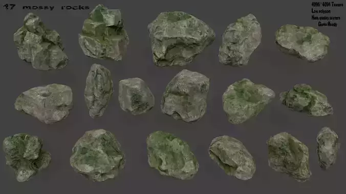 mossy rocks set