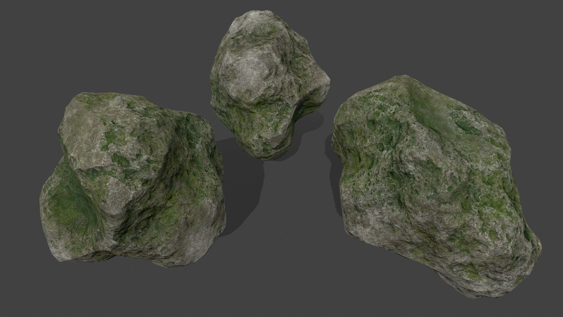 mossy rocks set Low-poly 3D model_8