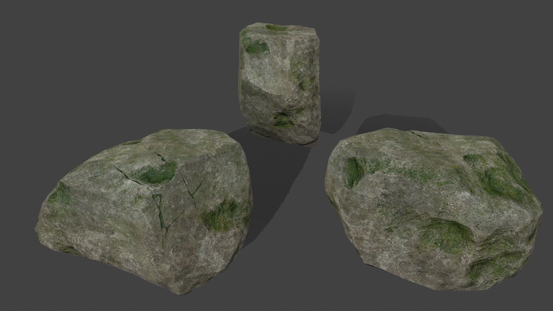mossy rocks set Low-poly 3D model_9