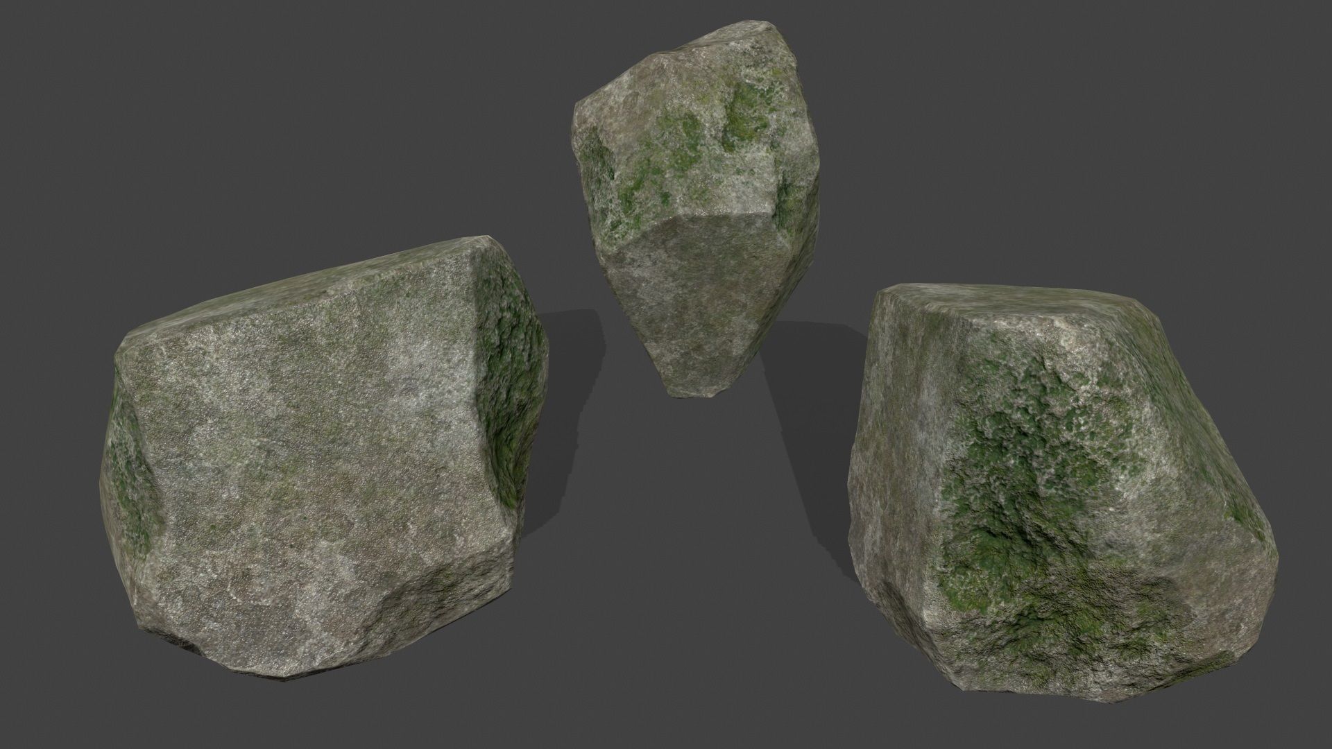 mossy rocks set Low-poly 3D model_7