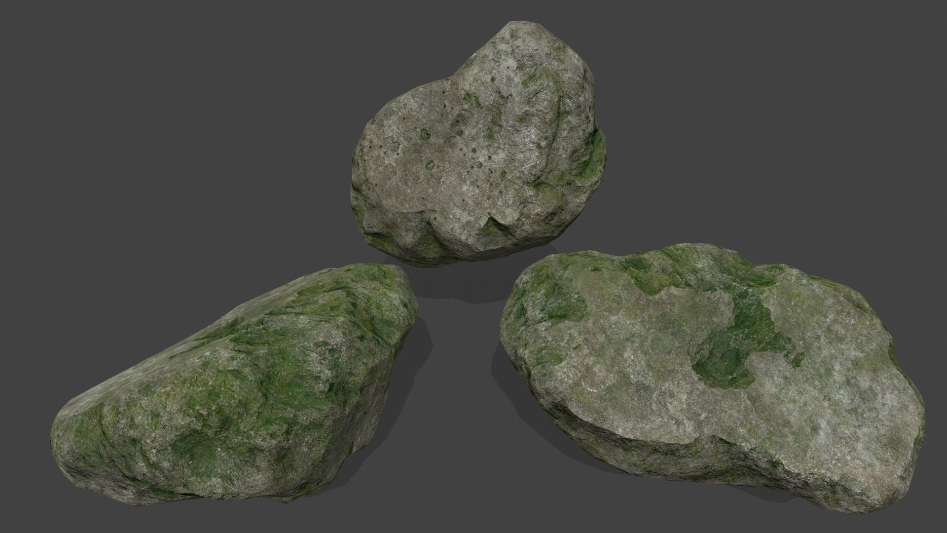 mossy rocks set Low-poly 3D model_17